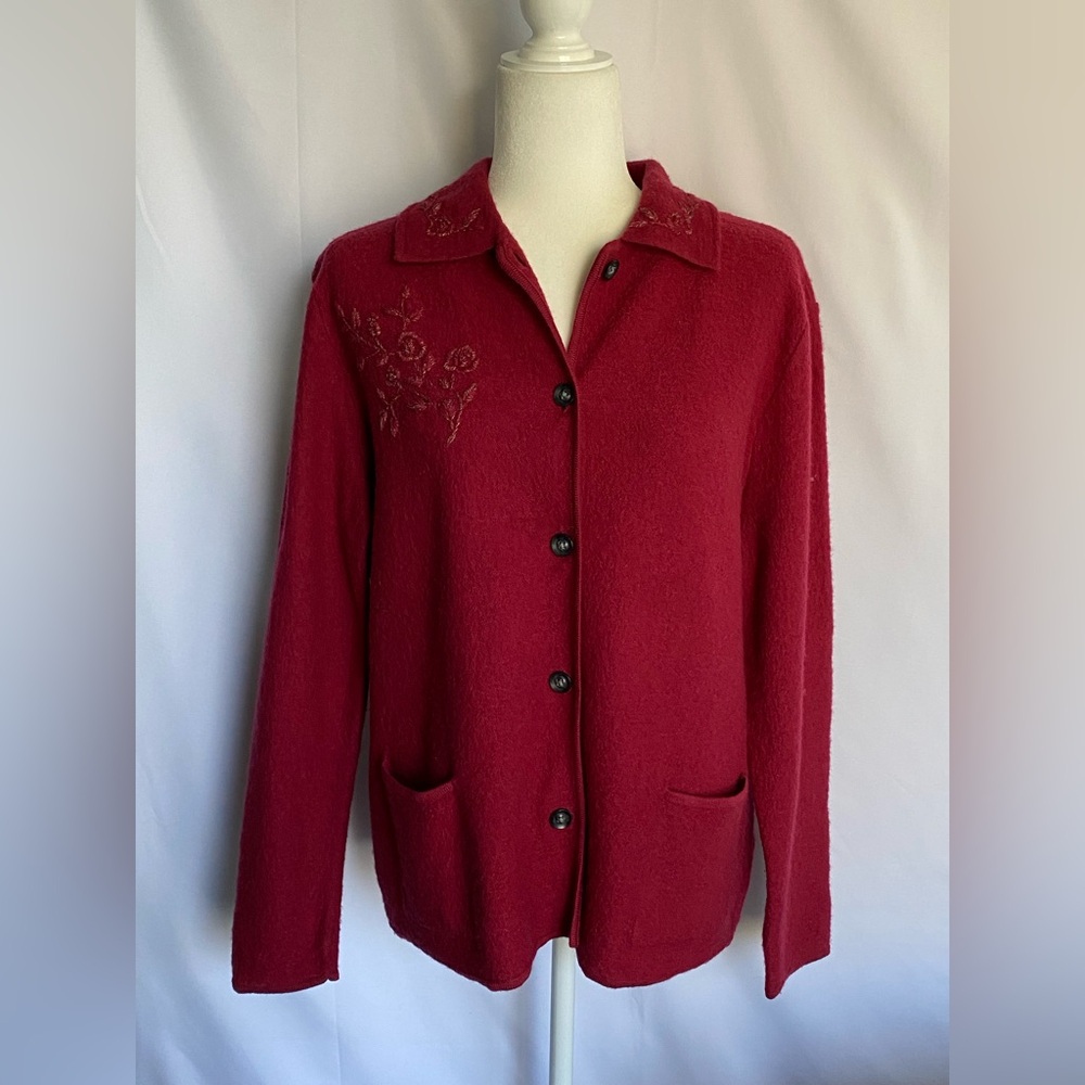 Classic Elements Deep Red Women's Button-Up Coat … - image 2